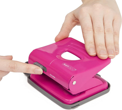 Rapesco 1360 825 2-Hole Metal Punch, 25 Sheet Capacity, Hot Pink