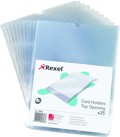 Rexel Card Holder Polypropylene Wipe-clean Top-opening A5 Ref 12093