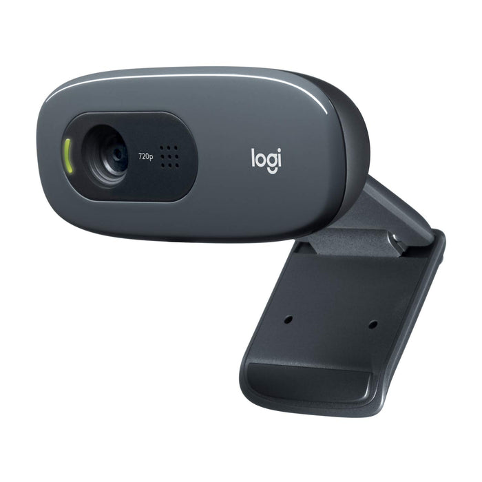 Logitech C270 HD Webcam, HD 720p/30fps, Widescreen HD Video Calling, HD Light Correction, Noise-Reducing Mic, Streaming, For Skype, FaceTime, Hangouts, WebEx, PC/Mac/Laptop/Macbook/Tablet - Black Black Webcam