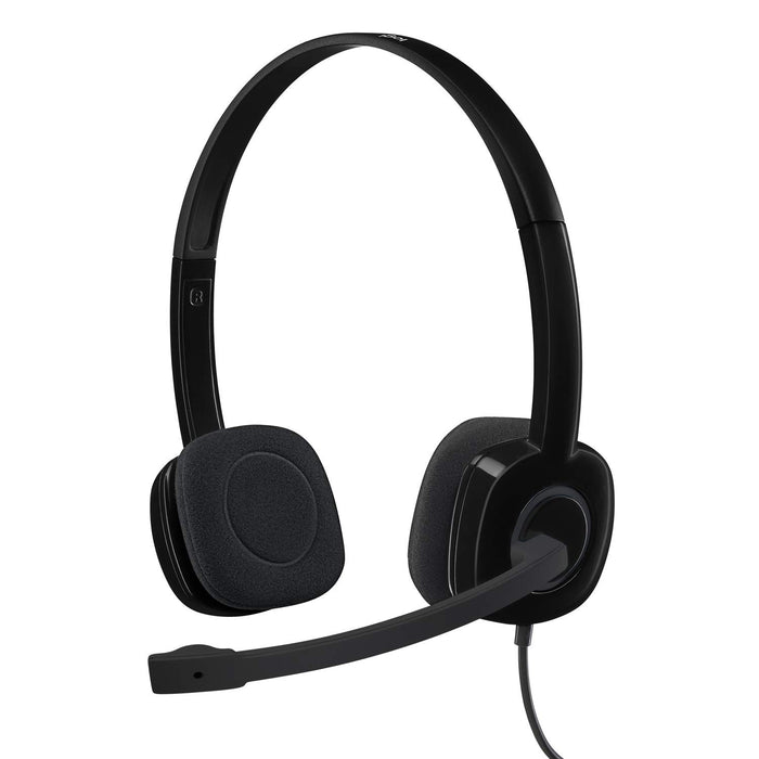 Logitech H151 Wired Headset, Stereo Headphones with Rotating Noise-Cancelling Microphone, 3.5 mm Audio Jack, In-Line Controls, PC/Mac/Laptop/Tablet/Smartphone - Black Black H151 Single