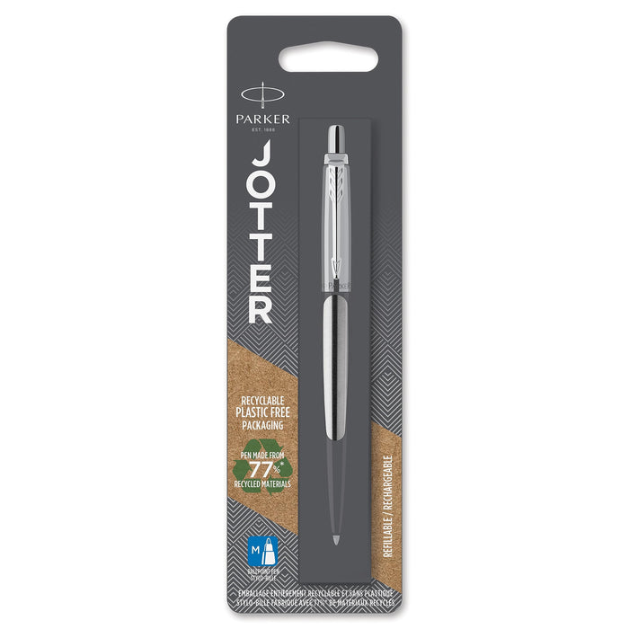 Parker Jotter Ballpoint Pen | Stainless Steel with Chrome Trim | Medium Point Blue Ink stainless steel, chrome trim ballpoint