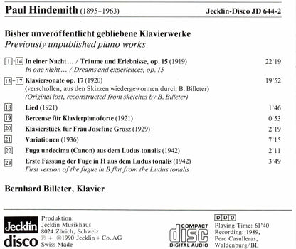 Hindemith: Unpublished Piano