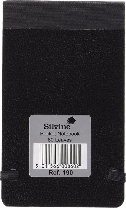 Silvine Pocket Notebook Elasticated Stiff Cover 160 Pages 75gsm (Pack of 12)