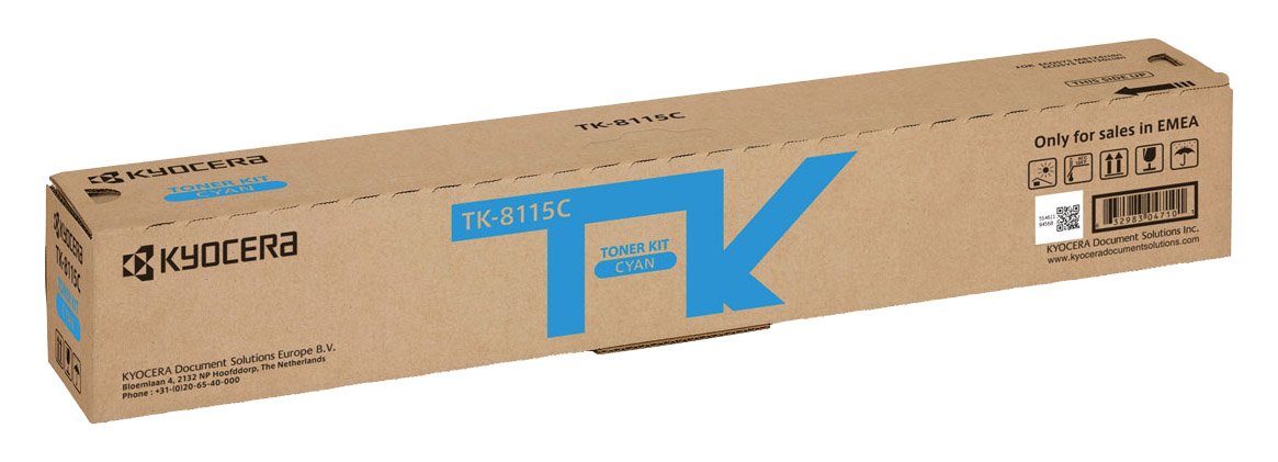 Kyocera TK-8115C Toner Drucker Cyan. Original Tonerkartusche 1T02P3CNL0. Drucker Toner kompatibel für ECOSYS M8124cidn, ECOSYS M8130cidn. Druckertoner für bis zu 6000 Seiten