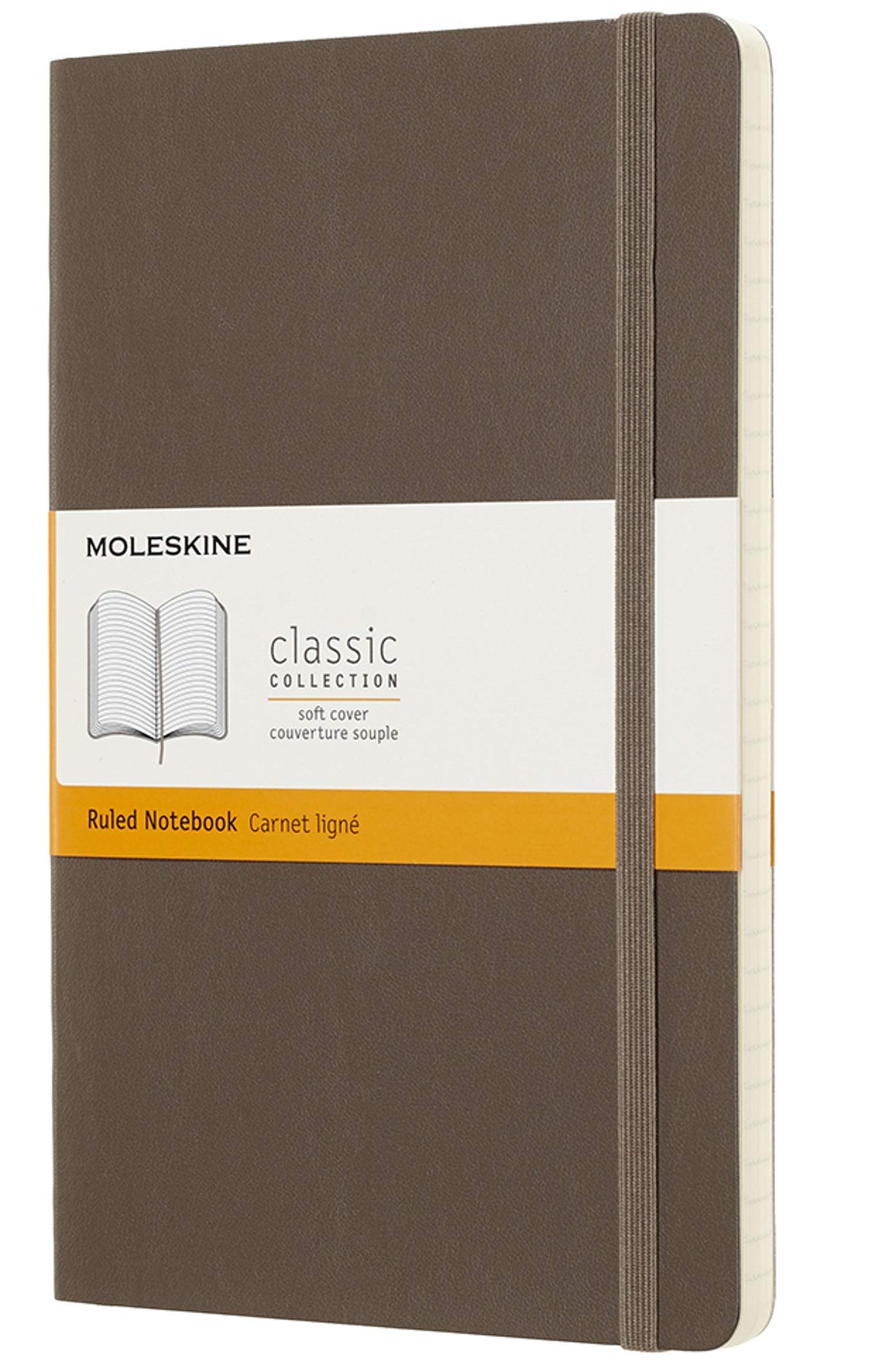 Moleskine Classic Ruled Paper Notebook - Soft Cover and Elastic Closure Journal - Color Earth Brown - Large 13 x 21 A5 - 192 Pages Earth Brown Large Ruled