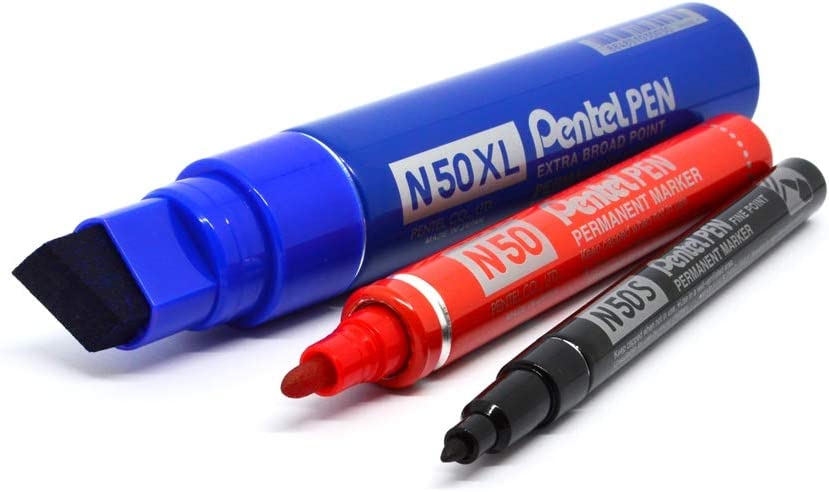 Pentel N50S-B Bullet Tip Permanent Marker - Red (Pack of 12)
