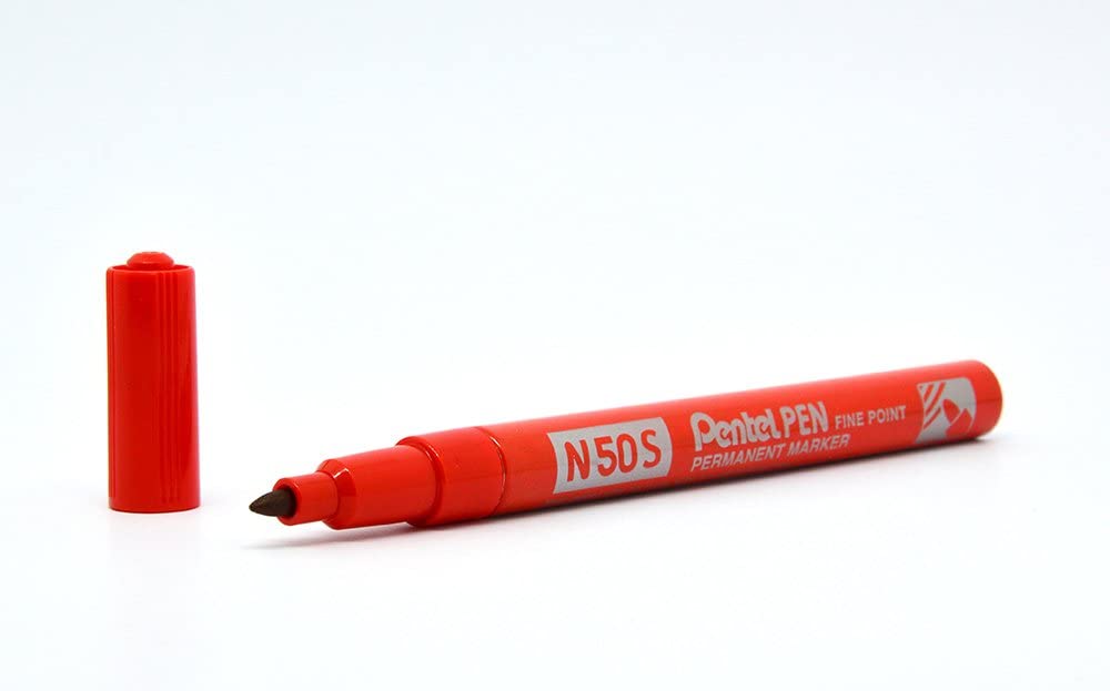 Pentel N50S-B Bullet Tip Permanent Marker - Red (Pack of 12)