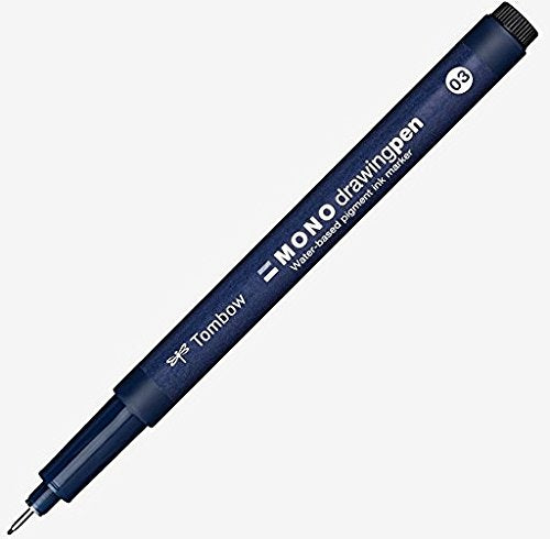 Tombow Mono Drawing Pen 03, line Width Approx. 0.35 mm, Black, Bulk - Pack of 12