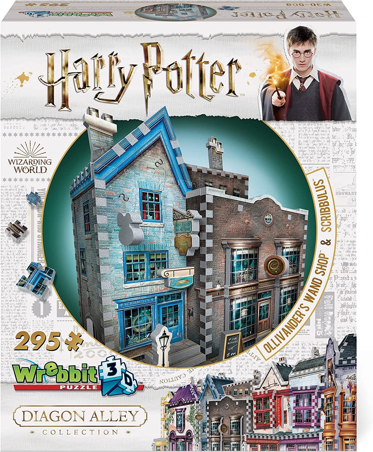 Wrebbit3D | Diagon Alley Collection: Ollivanders & Scribbulus (295pc) | 3D Puzzle | Ages 14+