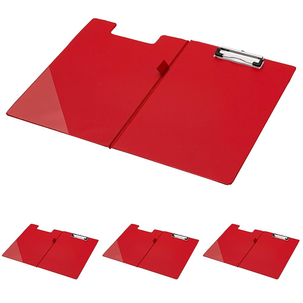 Q-Connect Foolscap/A4 PVC Fold Over Clipboard - Red  Red 1 (Pack of 1) PVC