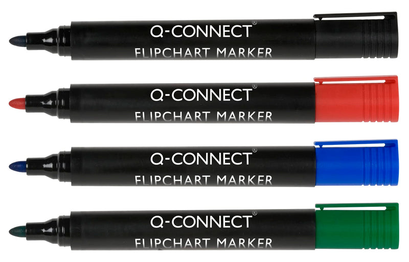 Q-Connect Flipchart Marker Pen Bullet Tip Assorted (Pack of 4