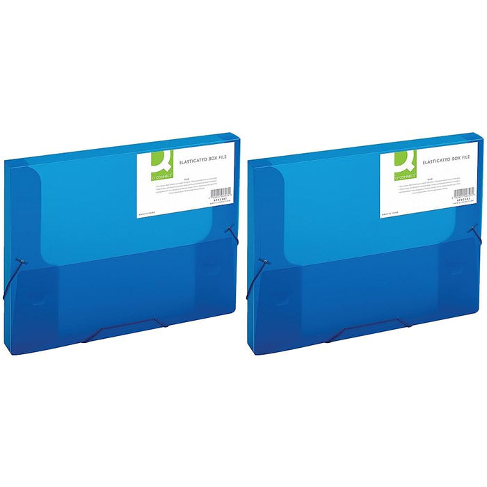 Q-Connect Elasticated Box File - Blue (Pack of 2) Blue 1 (Pack of 2) Single
