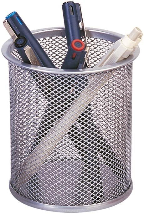 Q-Connect jar round pencil, mesh design, silver colour