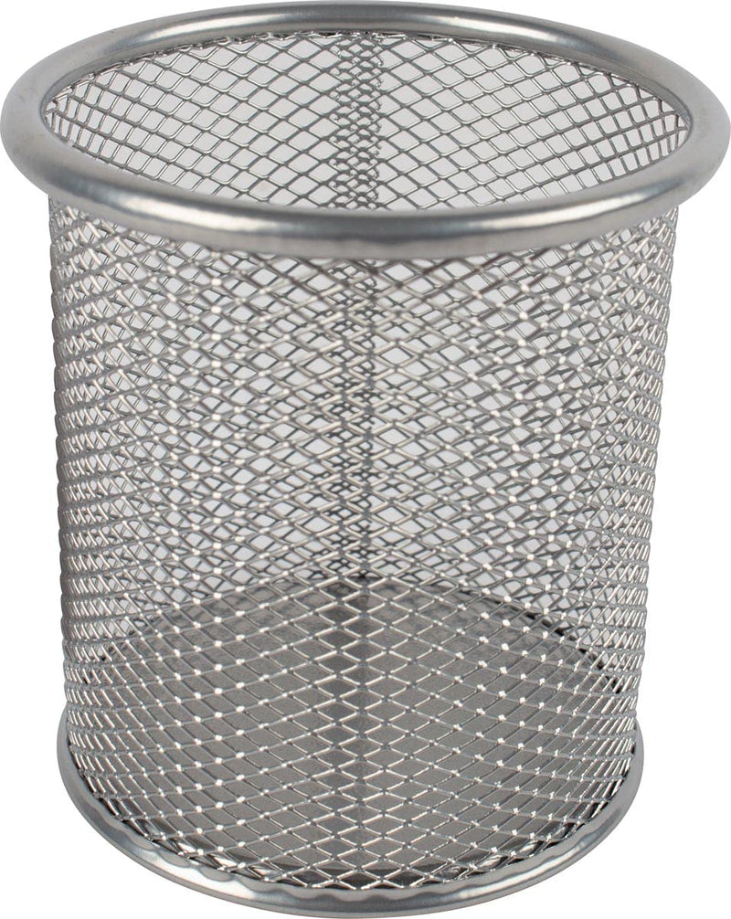 Q-Connect jar round pencil, mesh design, silver colour