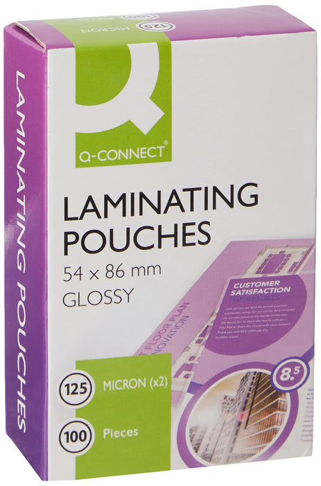 Q-Connect 125 Micron Laminating Pouch, 54 x 86 mm - Pack of 100 54 x 86 mm 125 Micron Single