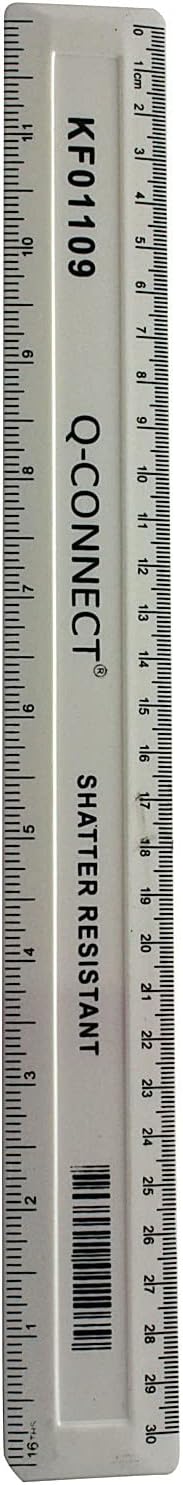 Q-Connect 300mm Ruler Shatterproof - White (Pack of 10