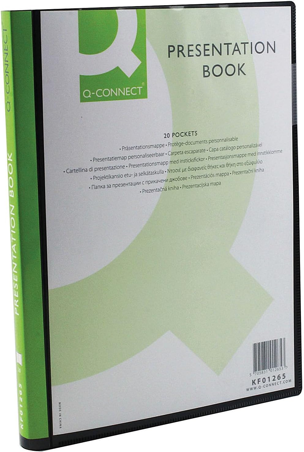 Q-Connect KF01265 20-Pocket Presentation Book - Black