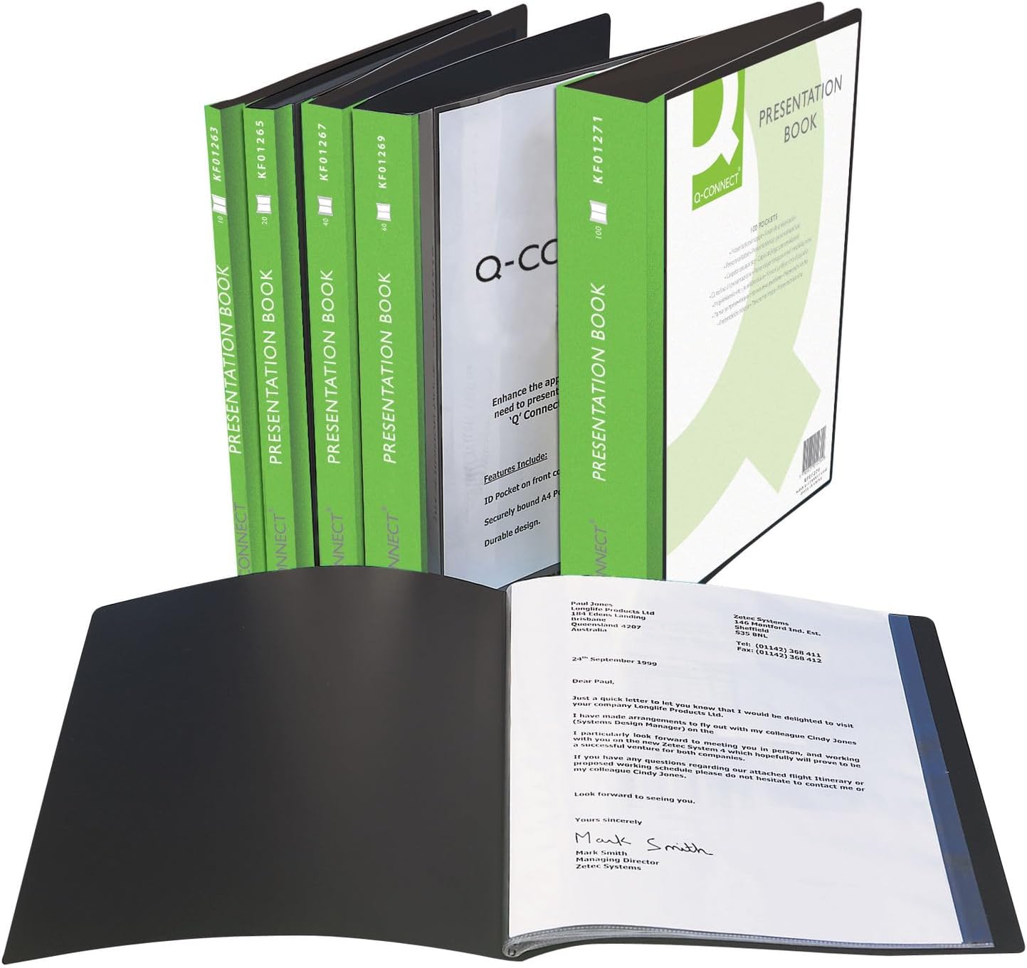 Q-Connect KF01265 20-Pocket Presentation Book - Black