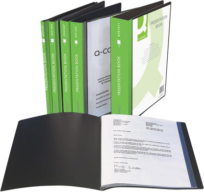 Q-Connect KF01265 20-Pocket Presentation Book - Black