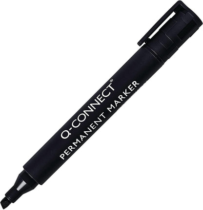 Q-Connect Permanent Marker Pen Chisel Tip Black (Pack of 10) KF26042