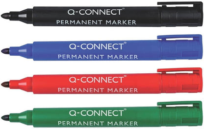 Q-Connect Permanent Marker Pen Bullet Tip Red (Pack of 10