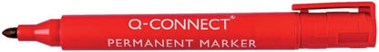 Q-Connect Permanent Marker Pen Bullet Tip Red (Pack of 10