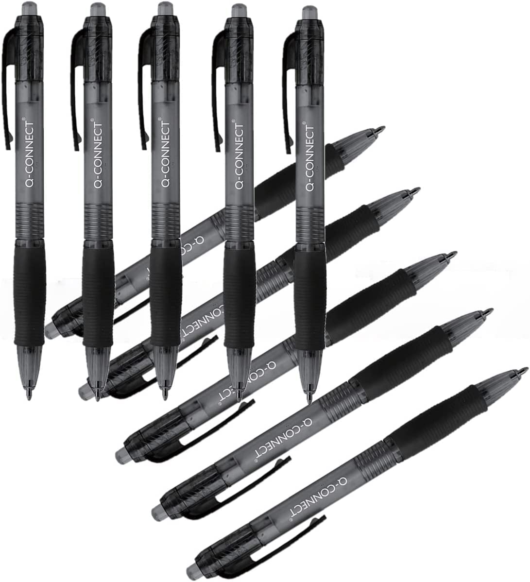 Q-Connect Retractable Ballpoint Pen Medium Black (Pack of 10