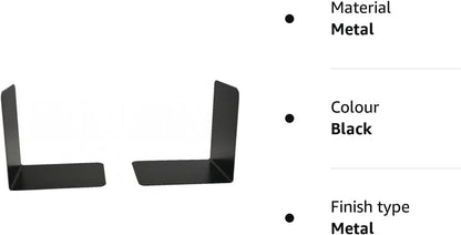 Hangzhou Topline 140 mm Heavy Duty Metal Bookends - Black (Pack of 2
