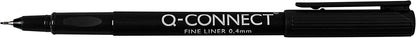 Q-Connect 0.4mm Fineliner Pen - Black, Pack of 10