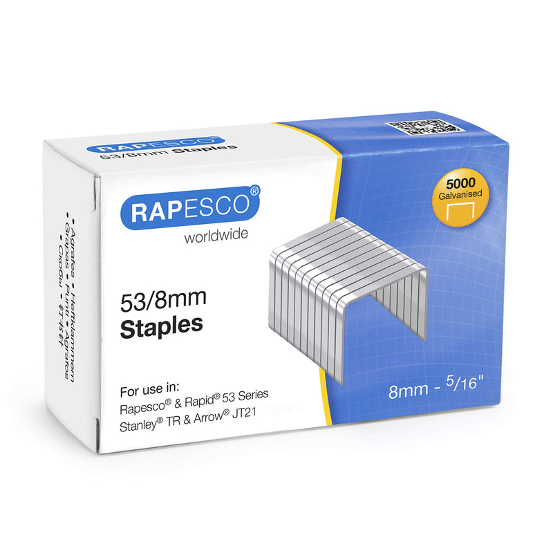Rapesco 0750 53/8 mm Galvanised Staples, Box of 5000