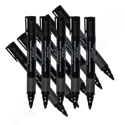 Q-Connect Premium Permanent Marker Pen Bullet Tip Black (Pack of 10