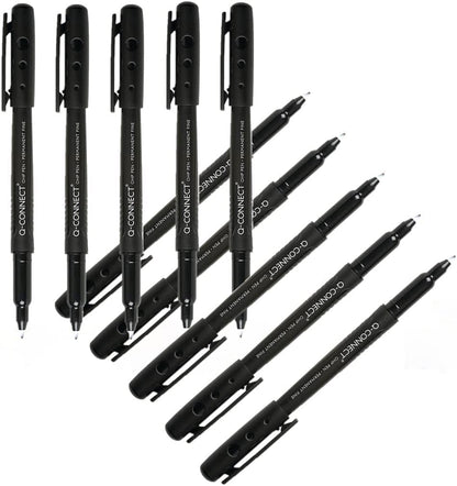Q-Connect OHP Pen Permanent Fine Black (Pack of 10