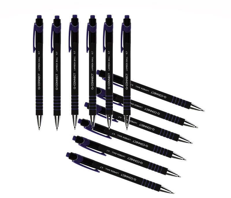 Q-Connect KF00673 Lamda Retractable Ballpoint Pen - Blue (Pack of 12