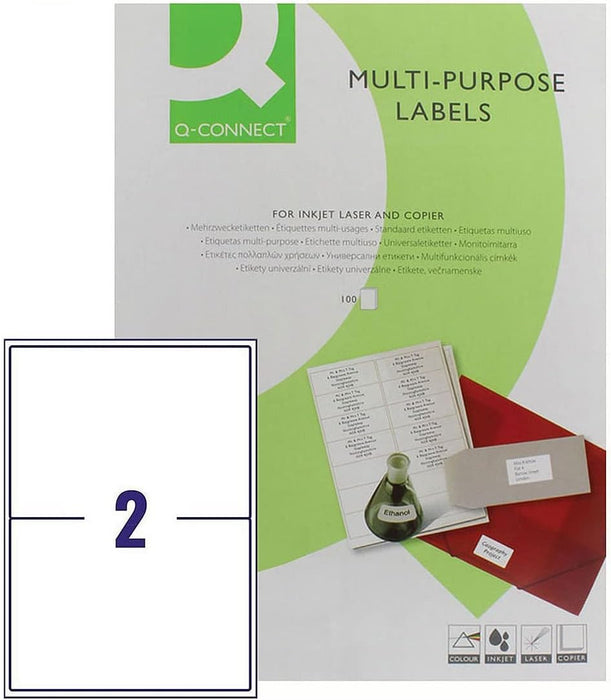 Q-Connect Multipurpose Labels 199.6x143.5mm 2 Per Sheet White (200 Pack) KF26056 1 White