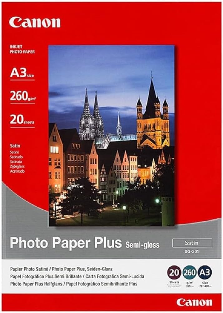 Canon Photo Paper Plus SG-201 - Semi-gloss photo paper - A3 (297 x 420 mm) - 260 g/m2 - 20 sheet(s