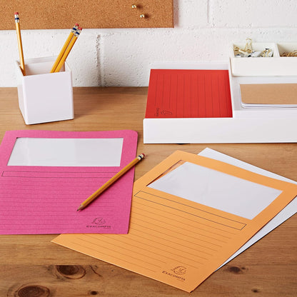 Exacompta - Ref 50100E - Forever Collection - Window Folders - 220 x 310mm in Size, Suitable for A4 Documents, 120gsm Recycled Board - Assorted Colours (Pack of 100