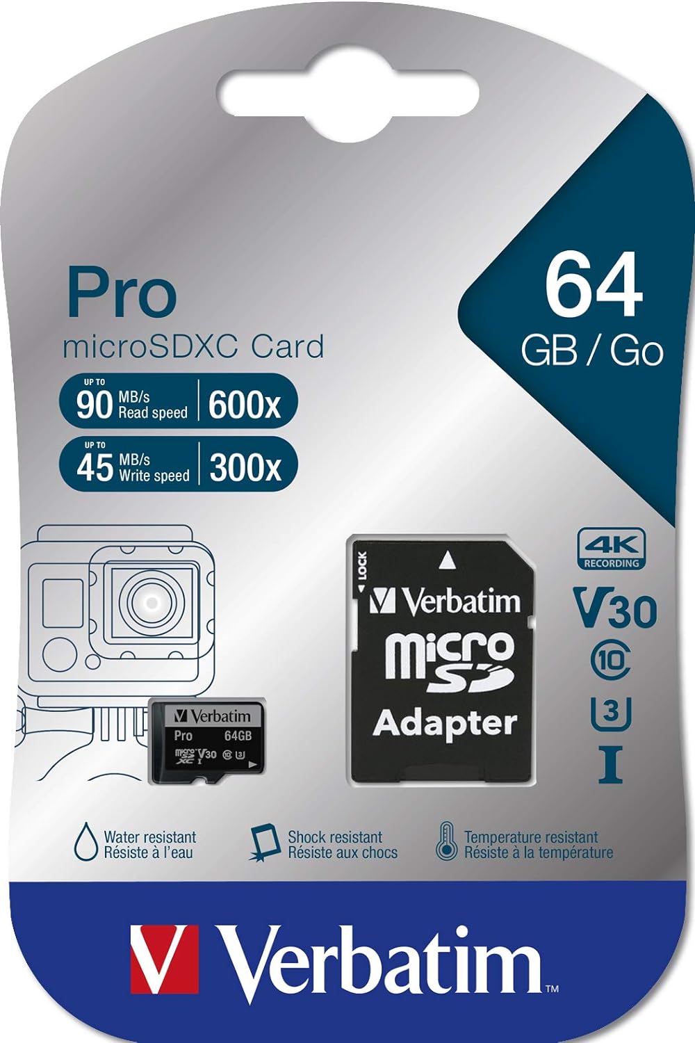 Verbatim 47042 Pro microSDXC U3 64GB Micro SD Card with Adapter Pro Micro 64GB