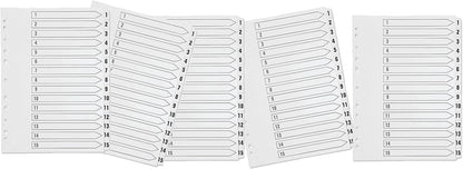 Q-Connect - Hoja de índice con pestañas (polipropileno, multiperforada, tamaño A4, numerada del 1 al 15), color blanco