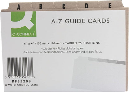 Q-Connect Guide Card 152x102mm A-Z Buff (25 Pack