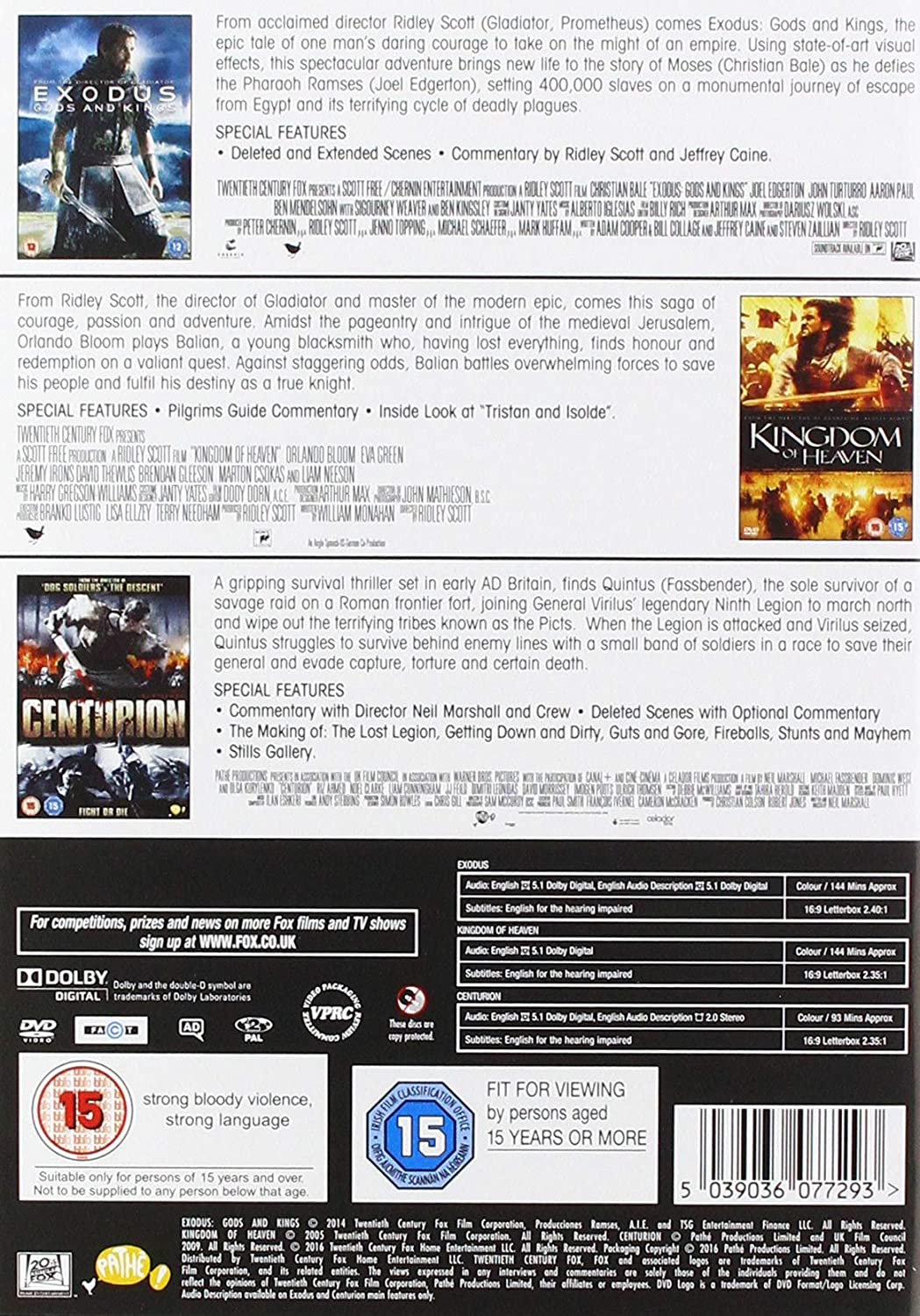 EXODUS/KINGDOM HEAVEN/CENTURION ASDA EXCL TRIPLE