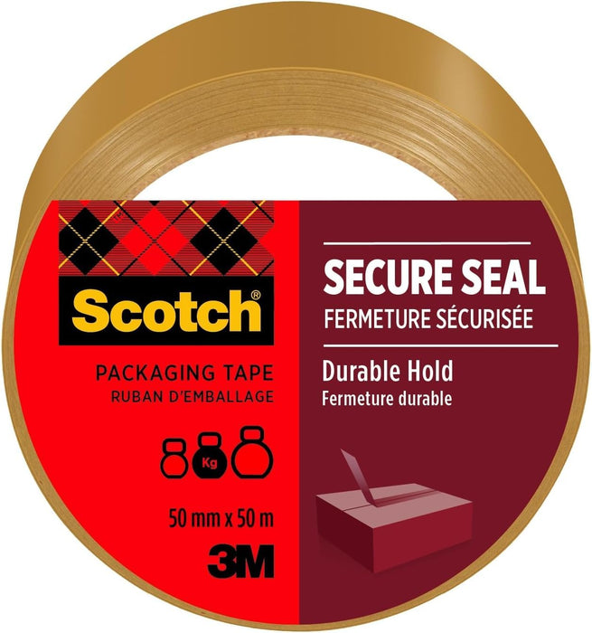 Scotch Secure Seal Packaging Tape Brown 50 mm x 50 m 1 Roll/Pack - Ideal for Packing Boxes and Parcels Tape Heavy Brown
