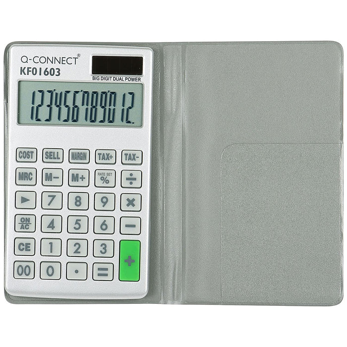 Q-Connect Silver Large 12-Digit Pocket Calculator KF01603 10-Digit Pocket