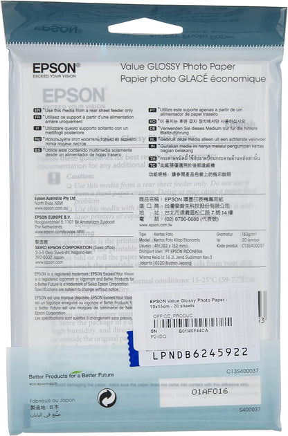 Epson Photo Paper 10 x 15 cm One Size 20 Sheets C13S400037