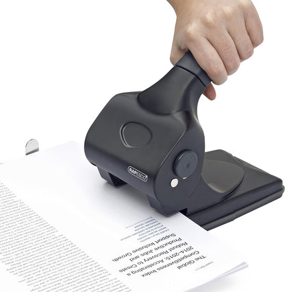 Rapesco 1015 ALU 65 Metal 2-Hole Punch, 65 Sheet Capacity, Black