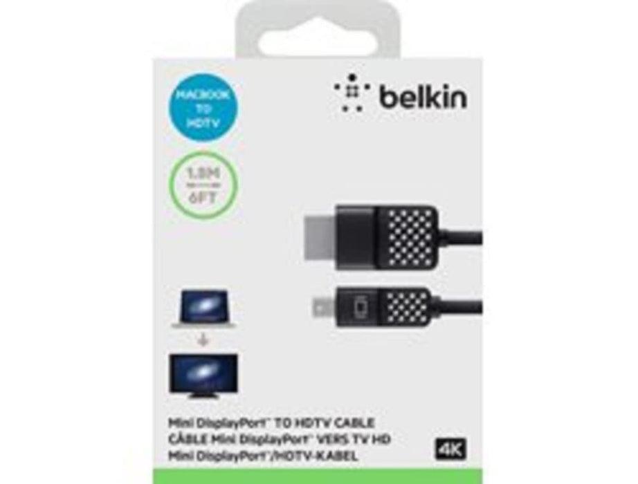 Belkin F2CD080bt06 Mini Display Port to HDMI Cable, 6 feet (1.8 m), 4K (Compatible for Macbook Air, Macbook Pro and Other Mini-DP Enabled Devices) – Black 6ft Mini DisplayPort to HDMI Cable