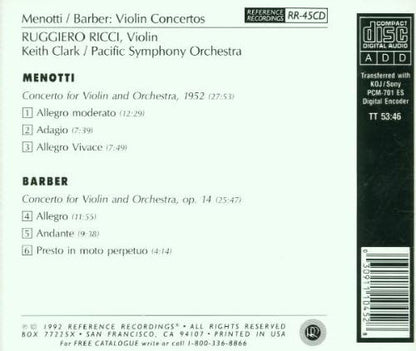 Violin Concertos (Clark, Pacific So)