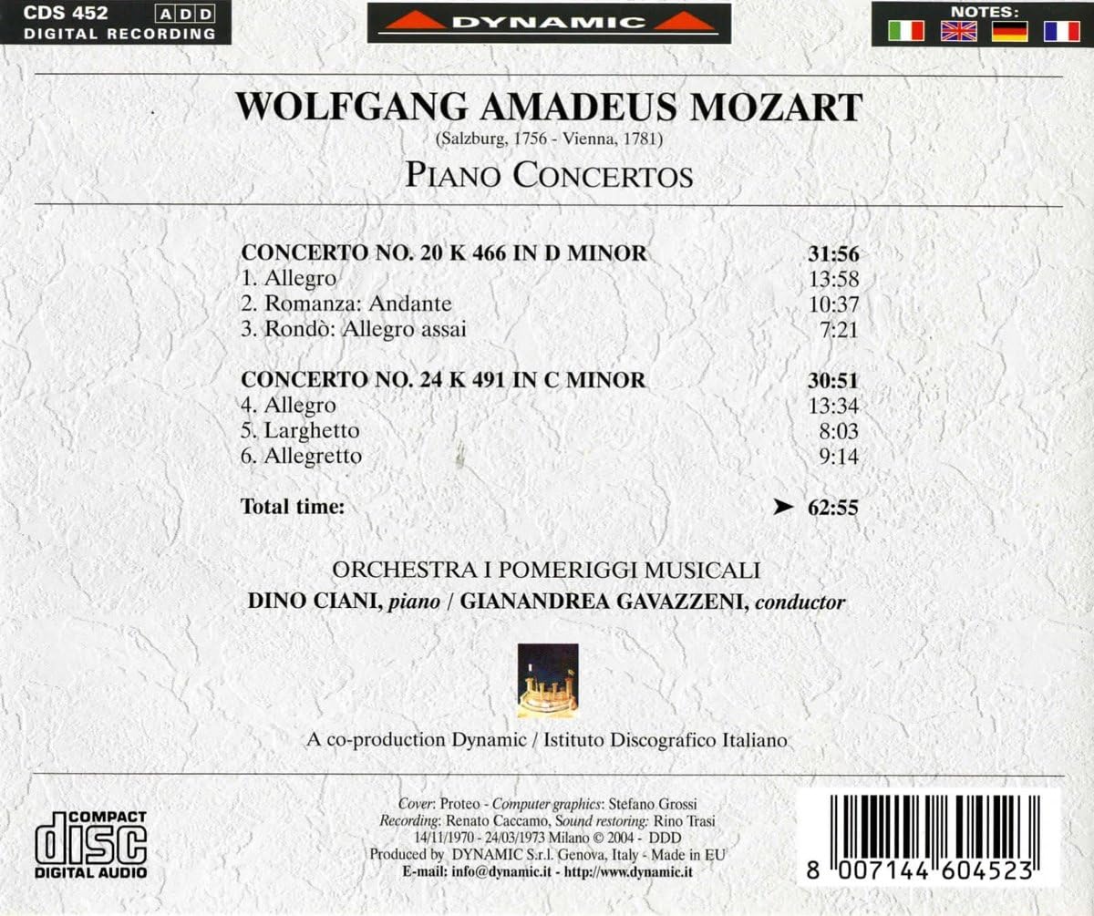Piano Concs. K466 and K491 (Gavazzeni, I Pomeriggi Musicali)