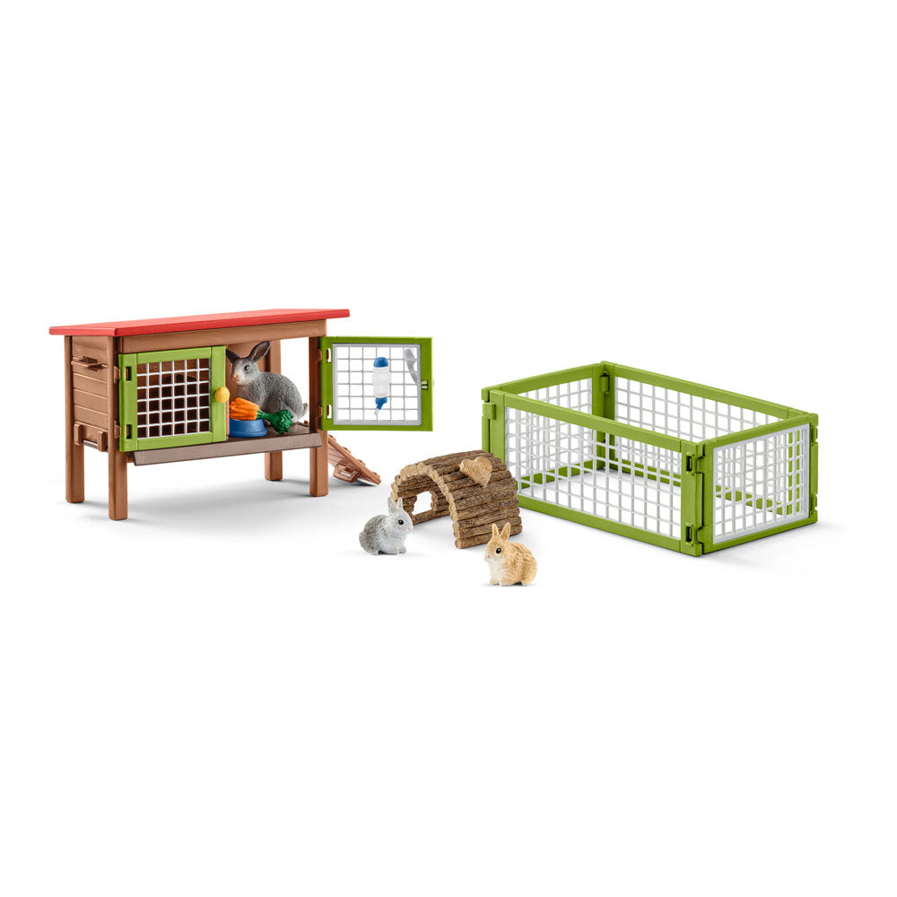 SCHLEICH Farm World Rabbit Hutch Toy Playset, Multi-colour (42420)