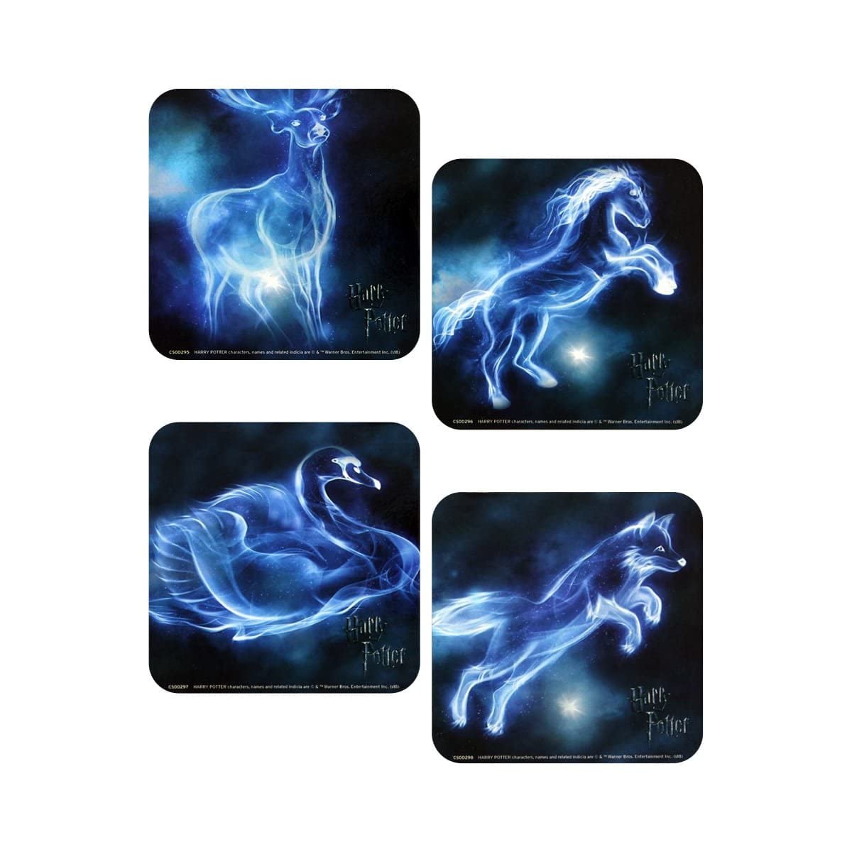 Pyramid International | Harry Potter | Patronus Charm | 4 Piece Coaster | Officially Licensed One Size Blue