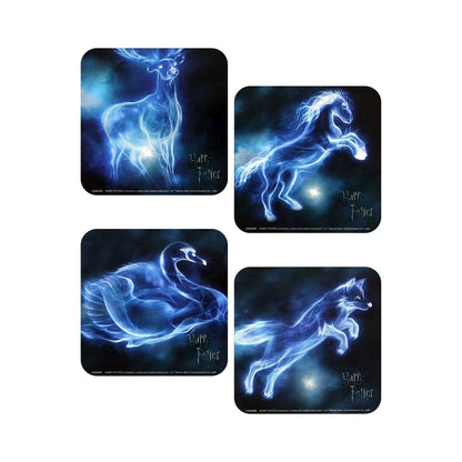 Pyramid International | Harry Potter | Patronus Charm | 4 Piece Coaster | Officially Licensed One Size Blue